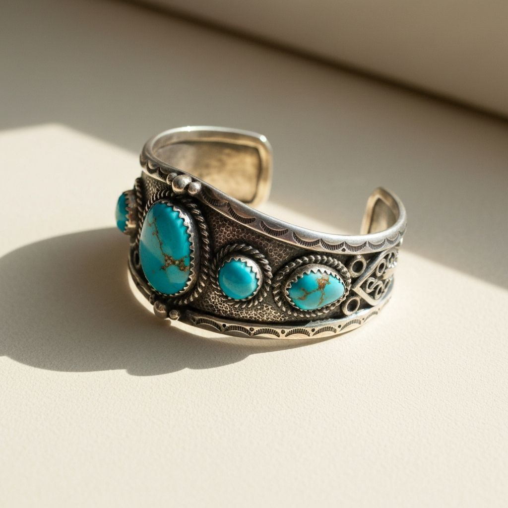 Handcrafted turquoise bracelet from the collection